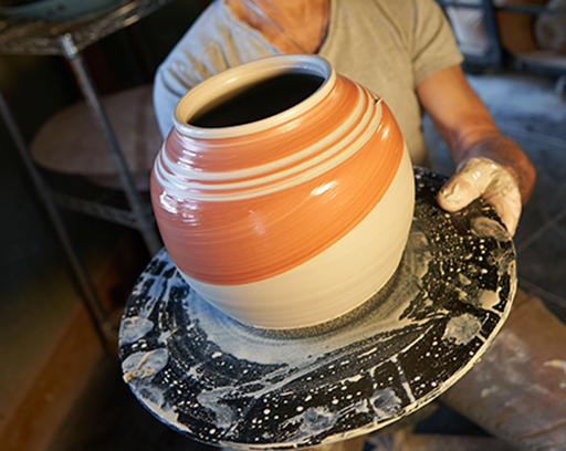 A ceramic work of art by Dr. Kiltz, created in his ceramics studio.