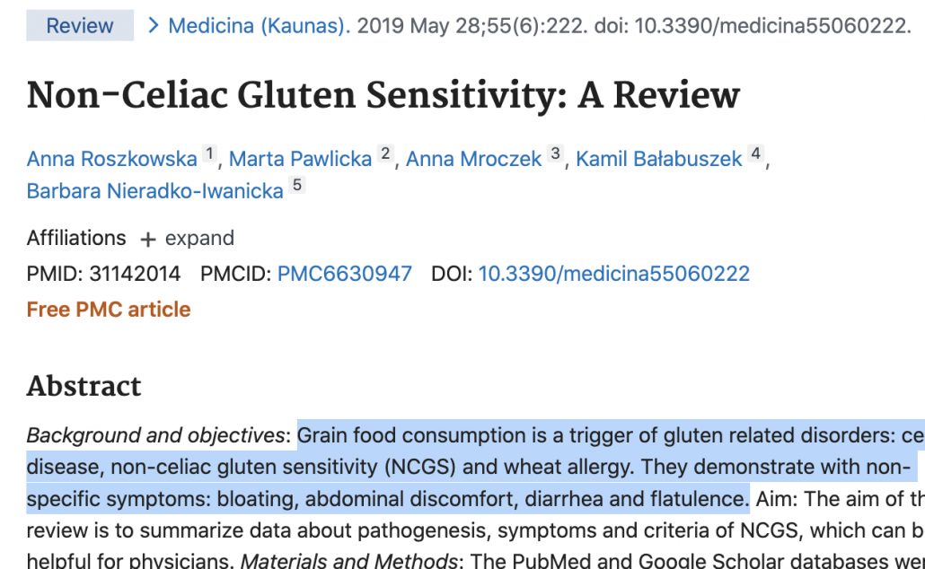 abstract from study on gluten intolerance