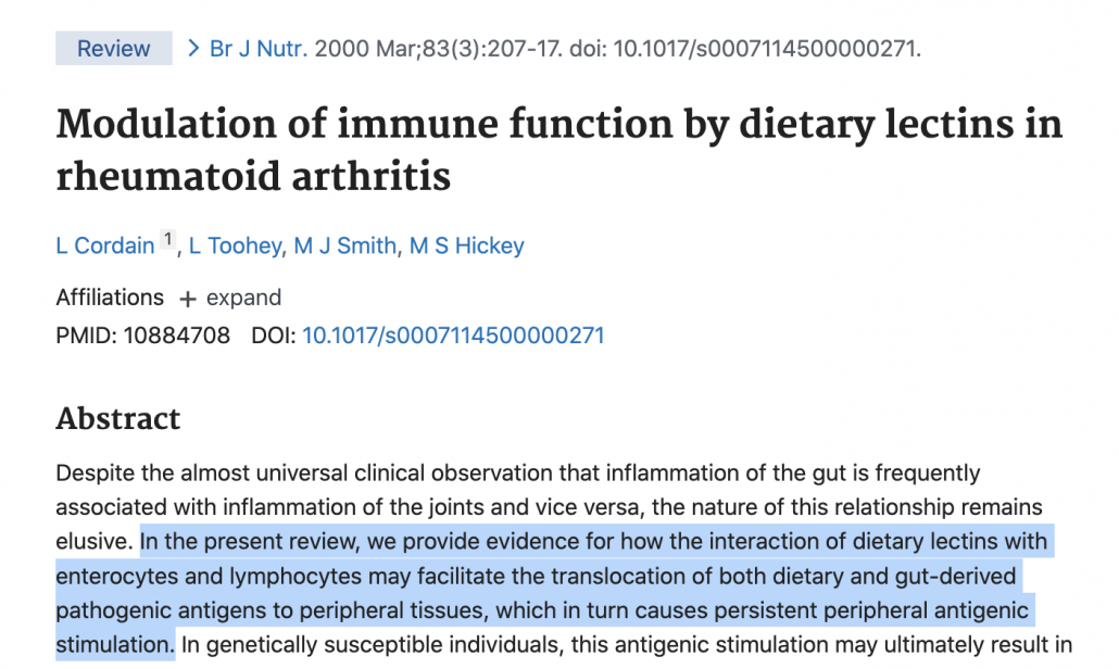 abstract from study examining role of lectins in leaky gut syndrome