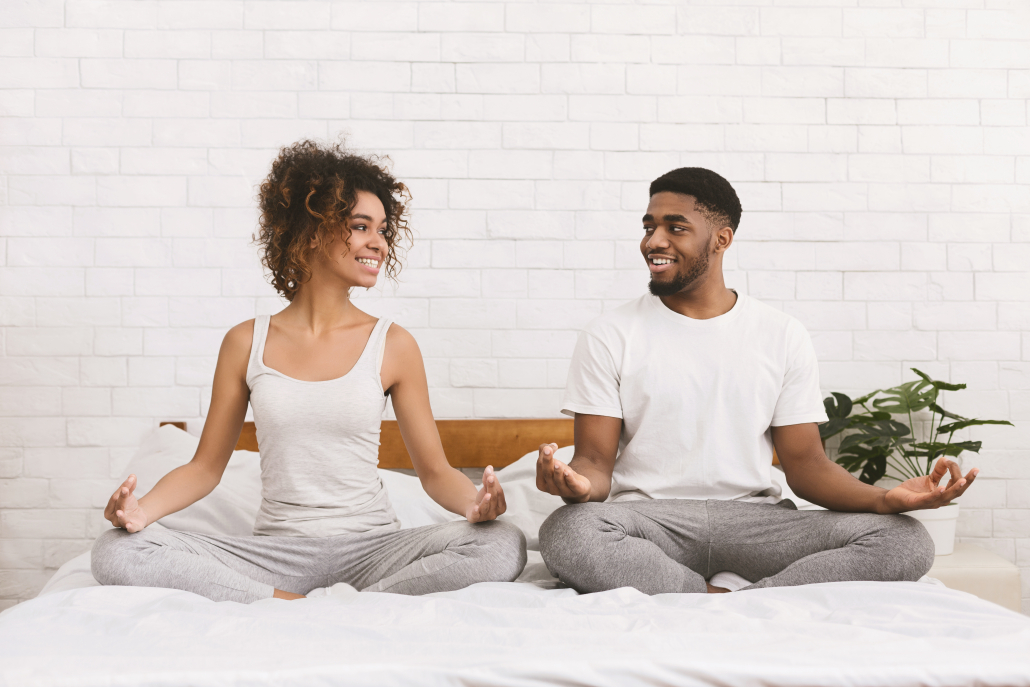 Young couple doing Mindfulness Exercises