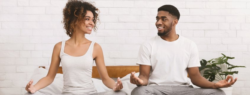 Young couple doing Mindfulness Exercises