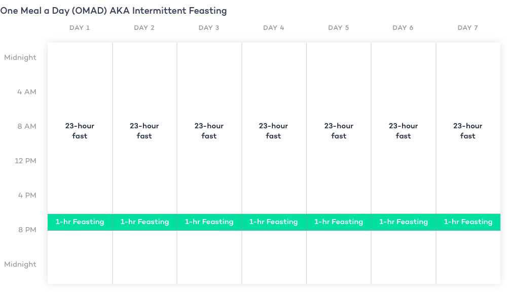 chart of one meal a day eating time