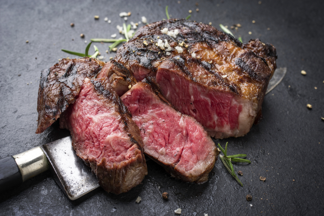 new york strip steak on slate