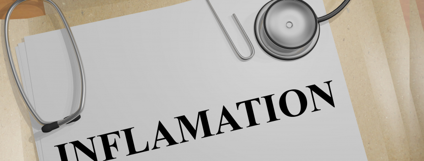 3D illustration of 'INFLAMATION' title on medical documents. Medicial concept.