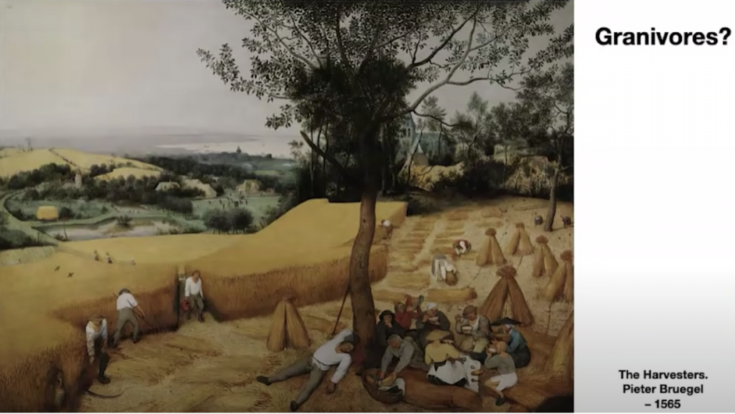 painting of people harvesting wheat