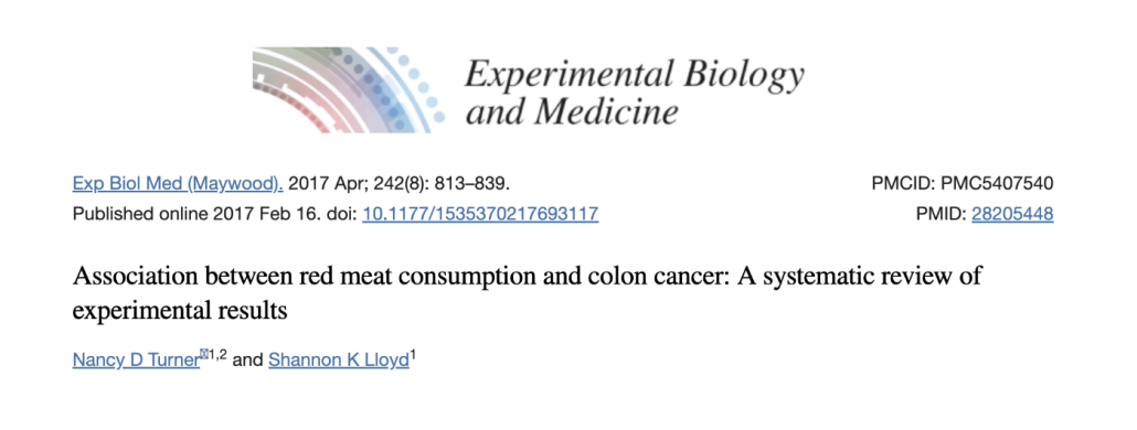 2017 study exploring meat and cancer link