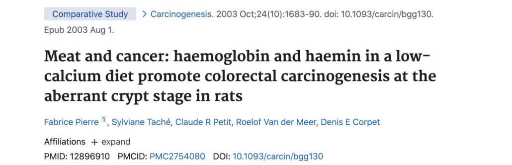 title of study looking at meat and cancer