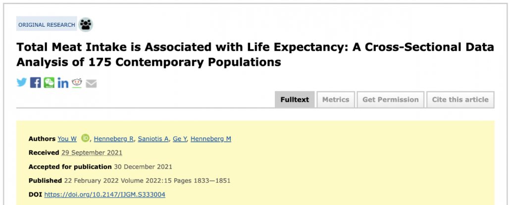 title from study about meat and longevity