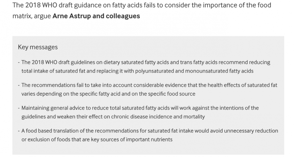 key messages from BMJ heart health saturated fat review