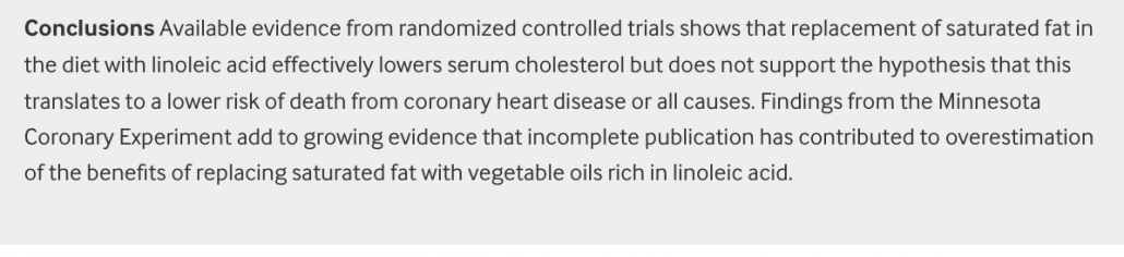 conclusion from study on vegetable oils and heart disease