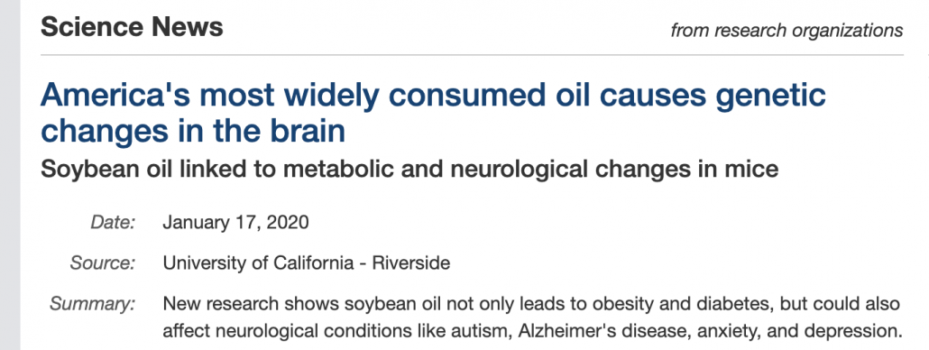 title of study on vegetable oil and cognition