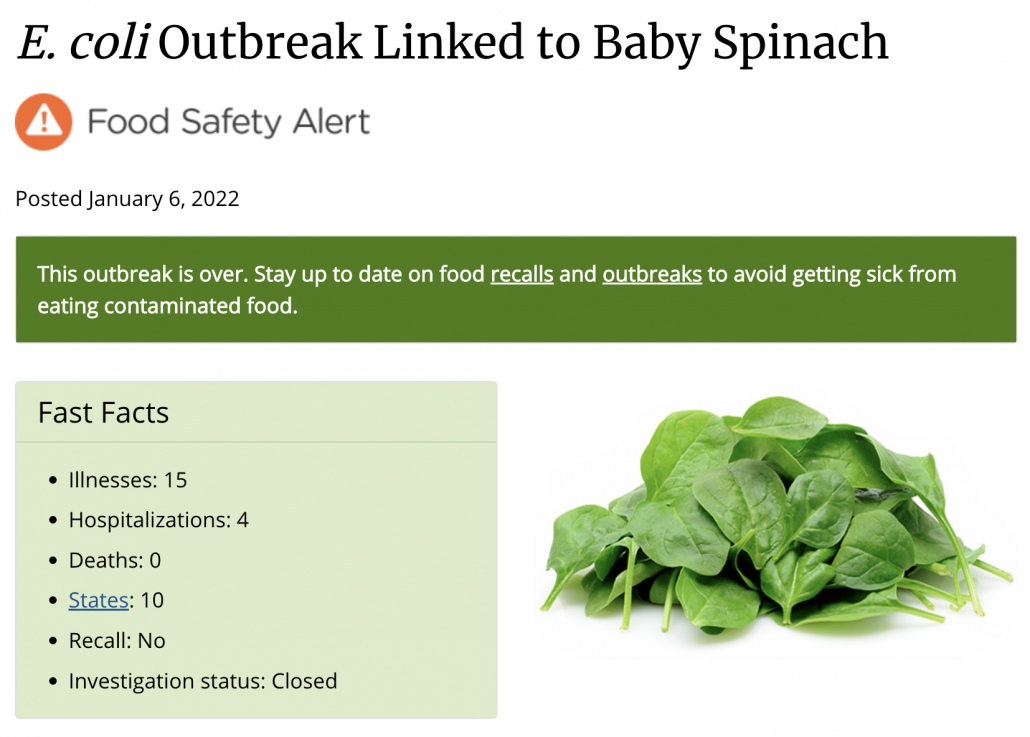 CDC E. Coli outbreak alert