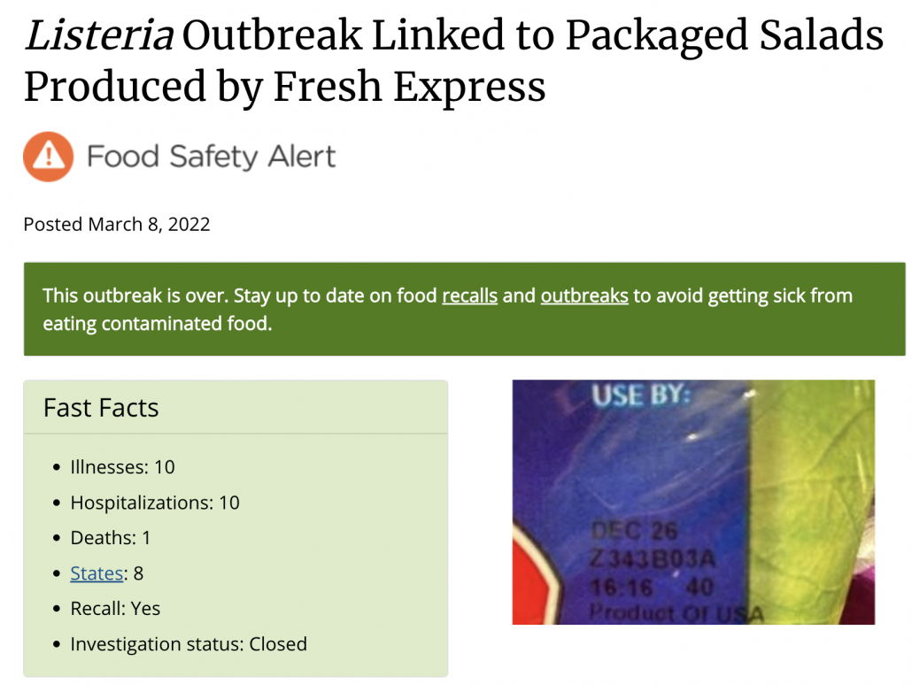 CDC description of recent listeria outbreak