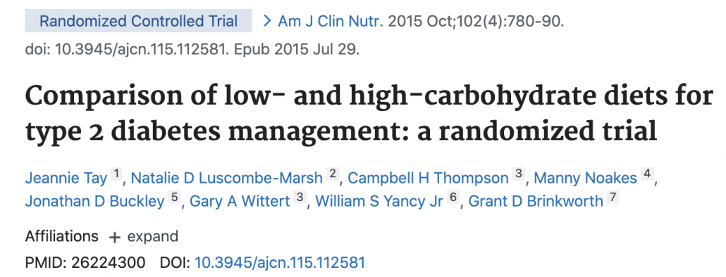 abstract from study of high fat low carb vs low fat high carb diet