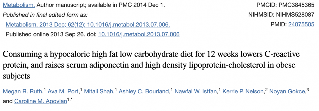 abstract from study on low carb high fat diet