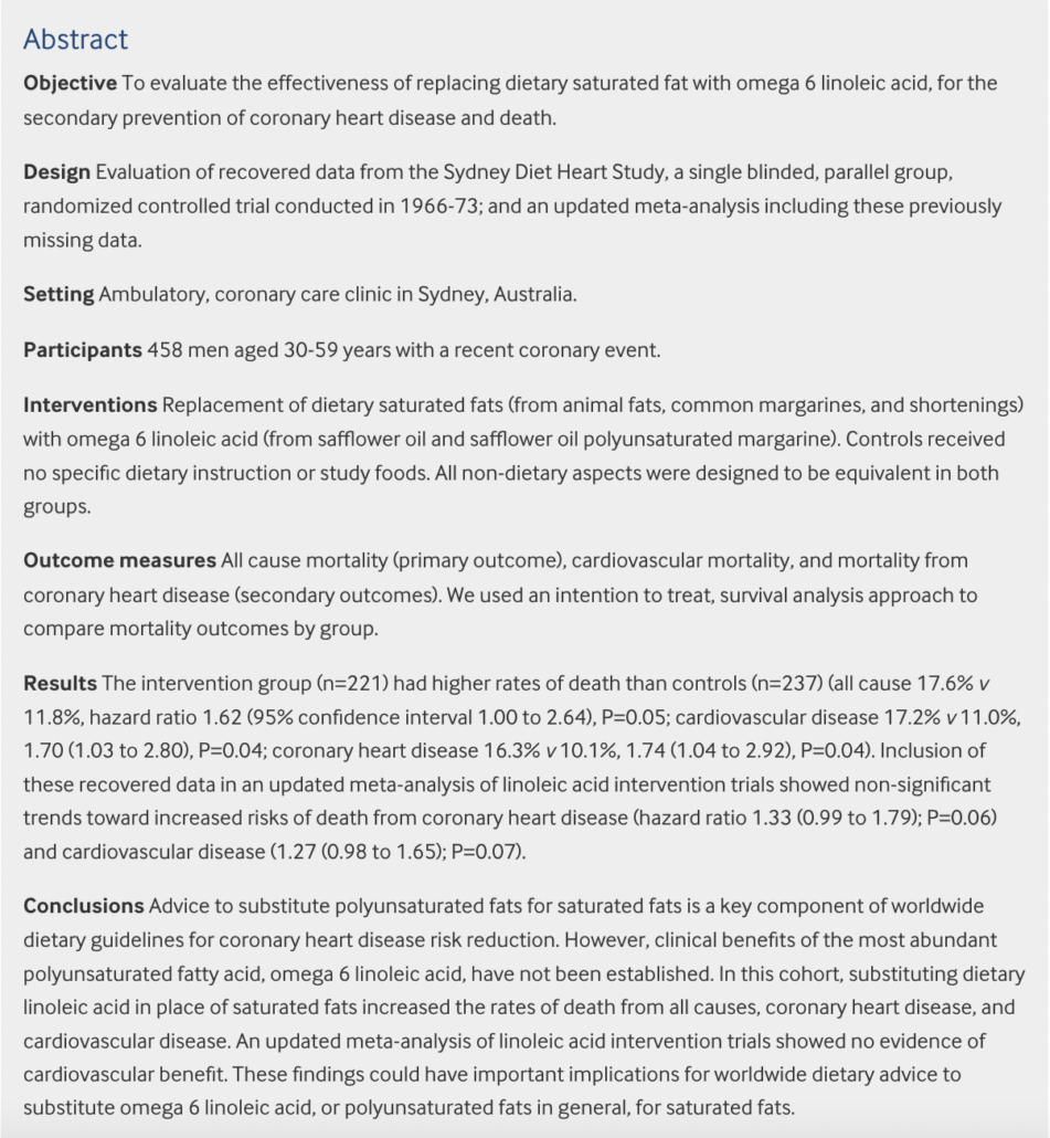 abstract from sydney heart health study