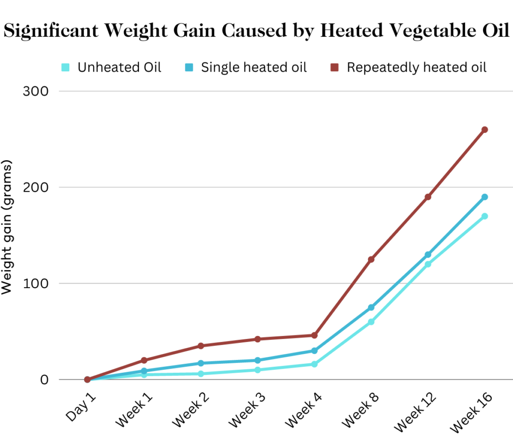 graph showing Significant Weight Gain Caused by Heated Vegetable Oil
