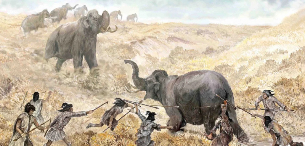 ancient people hunting mastodons