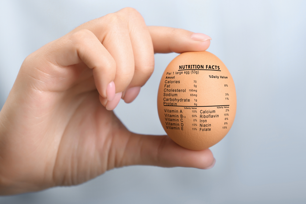 Female hand holding raw egg, closeup