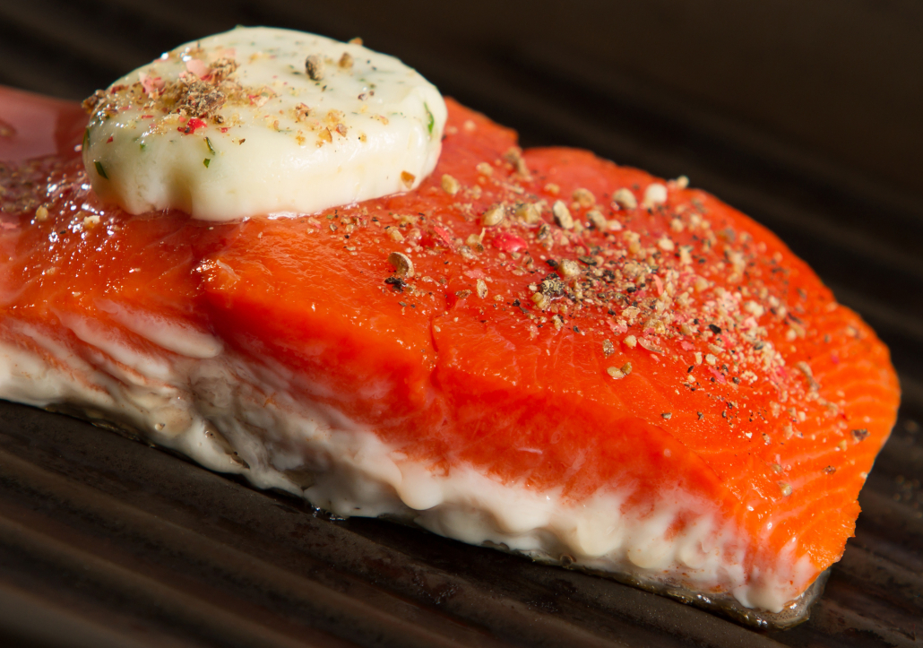 Grilling Fresh Salmon Fillet Close Up