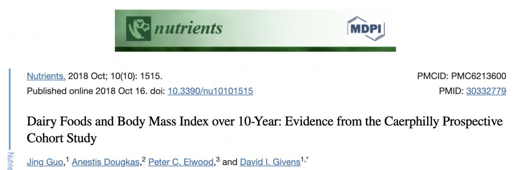 abstract from study on dairy and obesity