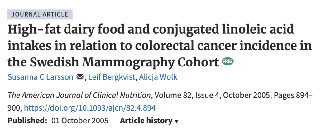 abstract from study looking at effects of CLA on colorectal cancer 