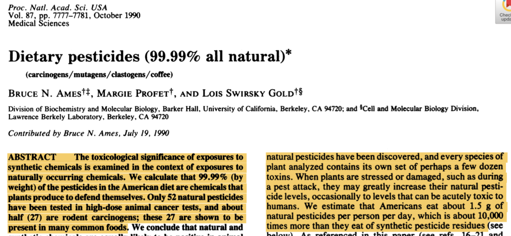 excerpt from study showing plant toxins in common foods