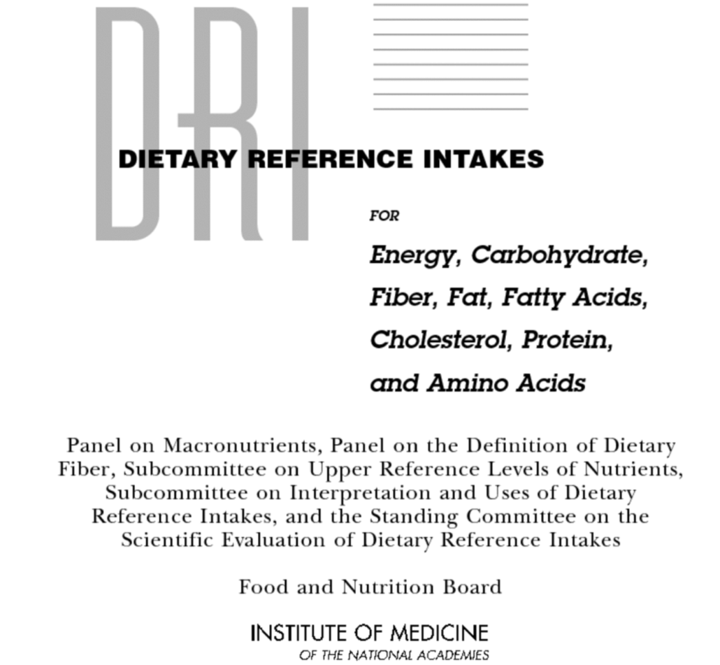 title page from nutrient recommendations text book