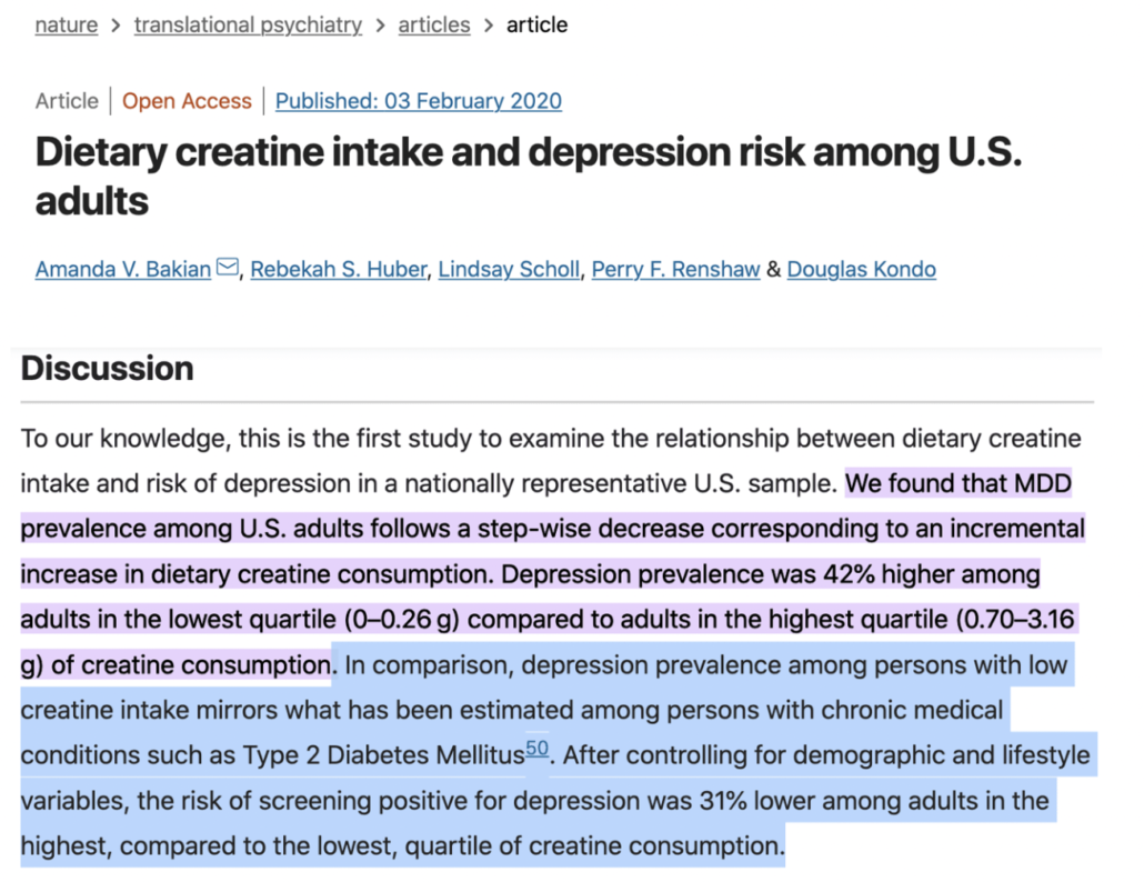 abstract from study on creatine and mental health
