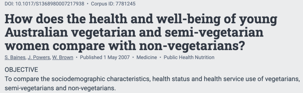 title from study looking at effects of vegetarian diet on mental health