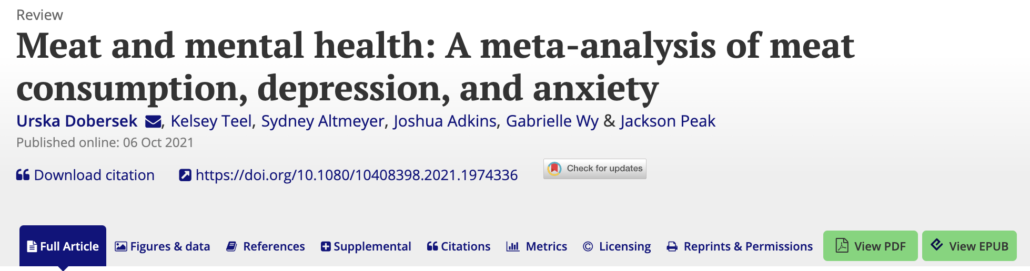 title from study linking eating meat to lower rates of depression