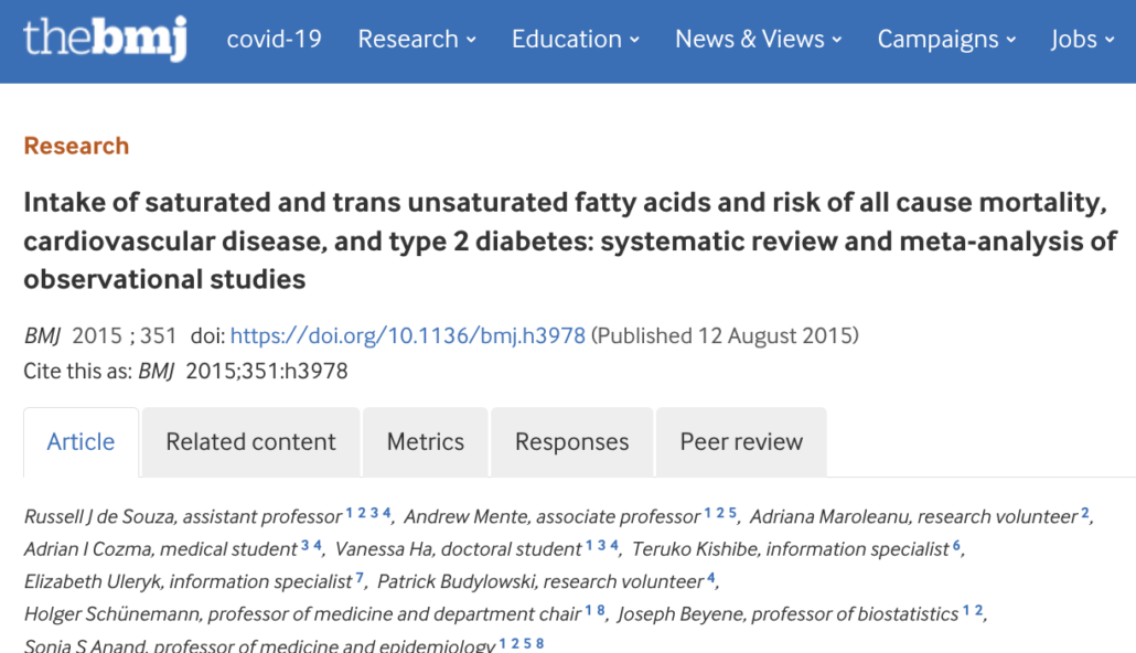 title from study on saturated fat and heart disease