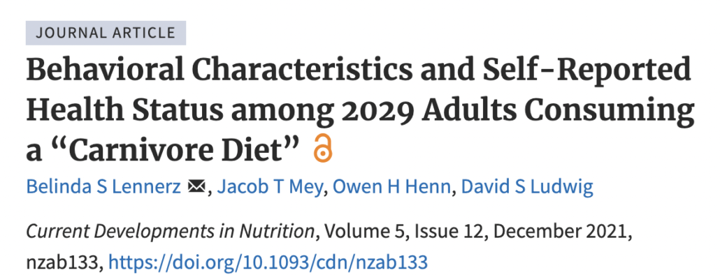 screen shot of harvard carnivore diet study title