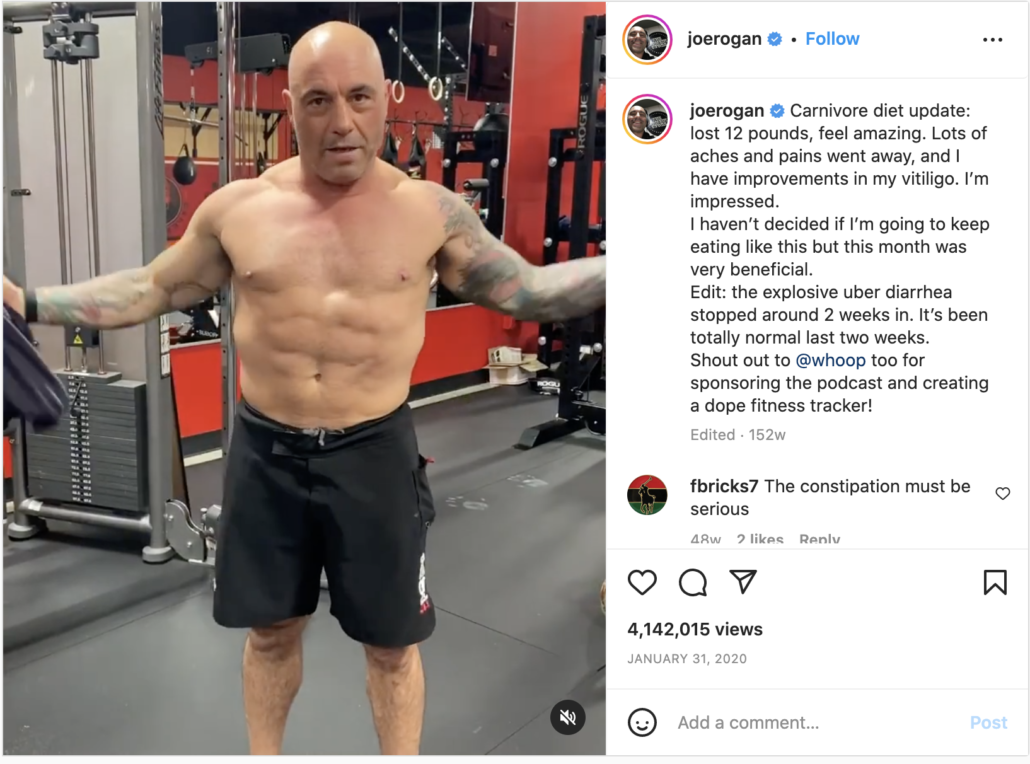 Joe rogan no shirt after carnivore diet