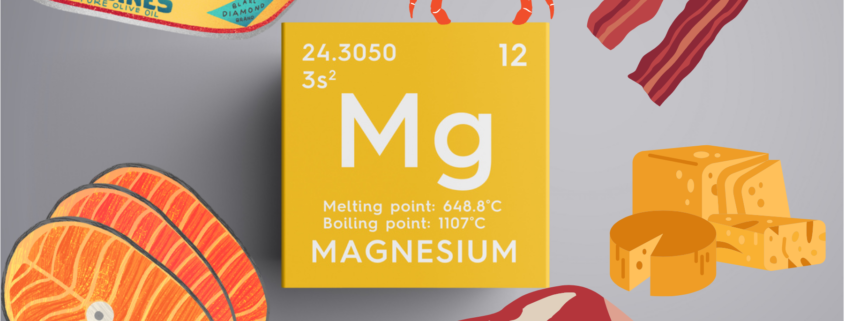magnesium element with carnivore diet foods surrounding it