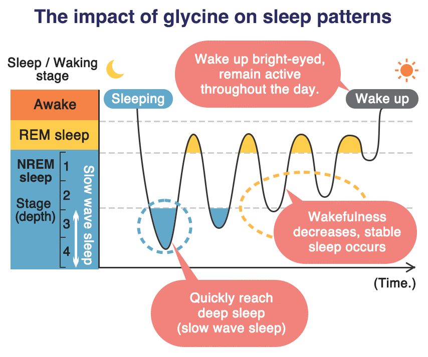 diagram of effects of glycine in beef bone broth on sleep quality