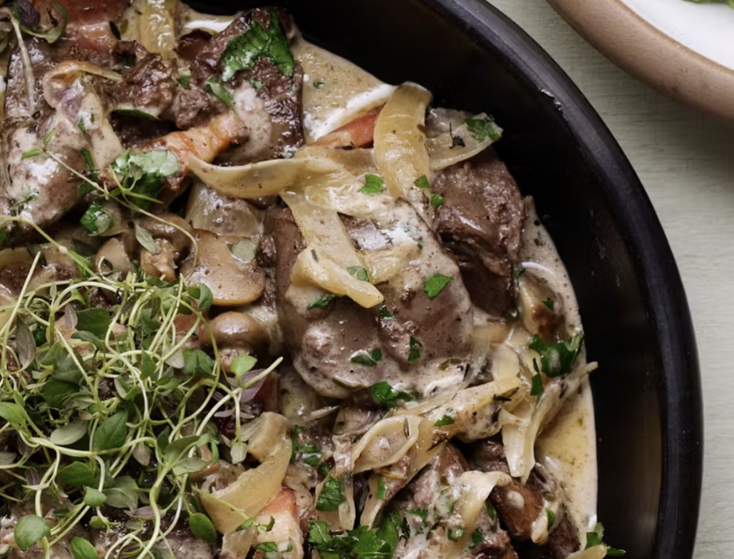 creamy chicken liver and mushrooms