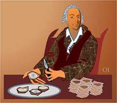 drawing of Casanova eating oysters