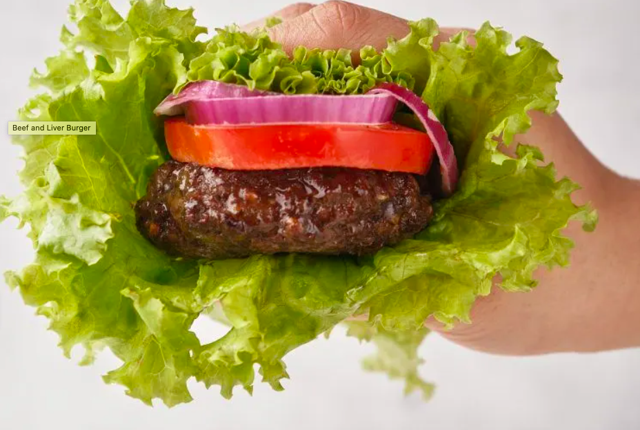 hidden beef liver burger in lettuce wrap