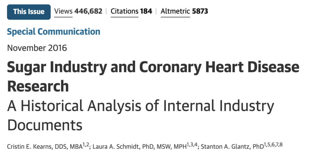 title of article on faulty sugar studies 