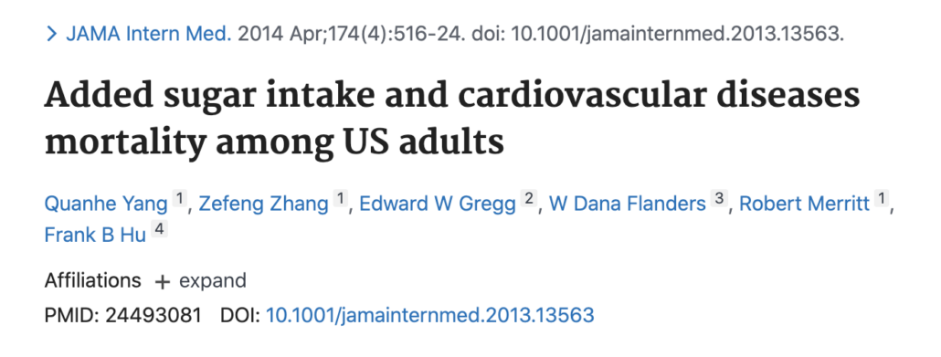 title of study looking at links between consuming sugar and heart disease