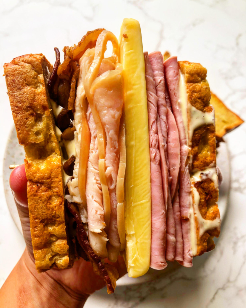 close up of a club sandwich
